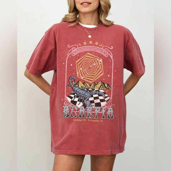 Comfort Colors Scorpio Zodiac Astrology Celestial Distressed Graphic Tee - Picture 6 of 10